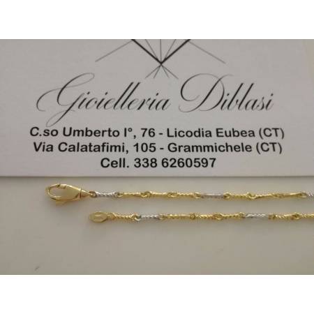 BRACCIALE In ORO Bicolore GIALLO e BIANCO Unisex Oro 18 KT 750% Made In Italy - 2