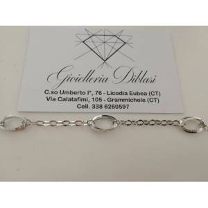 BRACCIALE In ORO BIANCO Donna 18 KARATI 750%/1000 Maglia Catena Made In Italy - 1 2