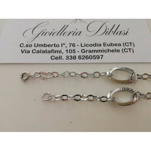 BRACCIALE In ORO BIANCO Donna 18 KARATI 750%/1000 Maglia Catena Made In Italy - 3