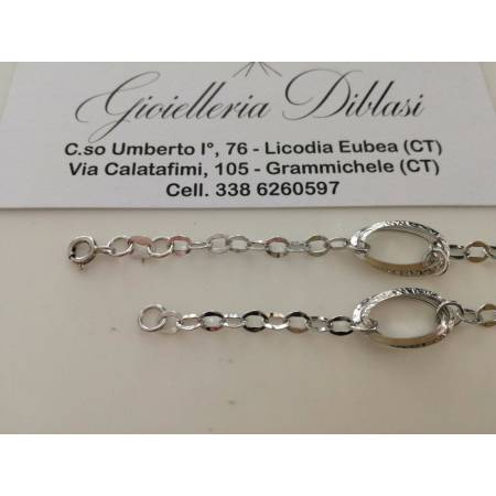 BRACCIALE In ORO BIANCO Donna 18 KARATI 750%/1000 Maglia Catena Made In Italy - 3