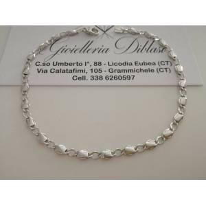 BRACCIALE Uomo Donna Unisex ORO BIANCO 18 KARATI 750% Maglia A CATENA In Italia - 1