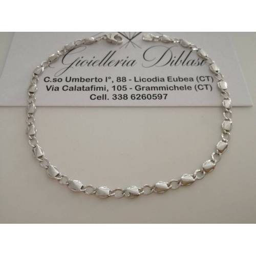 BRACCIALE Uomo Donna Unisex ORO BIANCO 18 KARATI 750% Maglia A CATENA In Italia - 1