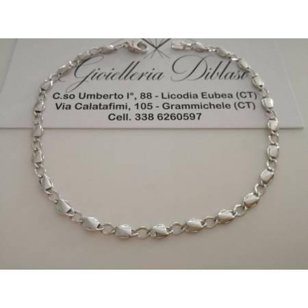 BRACCIALE Uomo Donna Unisex ORO BIANCO 18 KARATI 750% Maglia A CATENA In Italia - 1