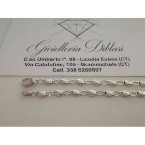 BRACCIALE Uomo Donna Unisex ORO BIANCO 18 KARATI 750% Maglia A CATENA In Italia - 1 2