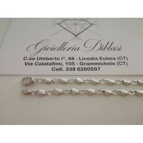 BRACCIALE Uomo Donna Unisex ORO BIANCO 18 KARATI 750% Maglia A CATENA In Italia - 2