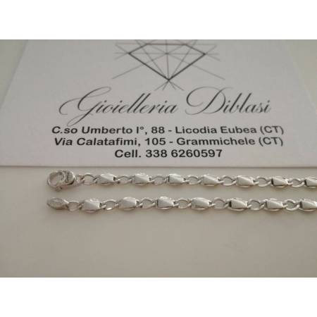 BRACCIALE Uomo Donna Unisex ORO BIANCO 18 KARATI 750% Maglia A CATENA In Italia - 2