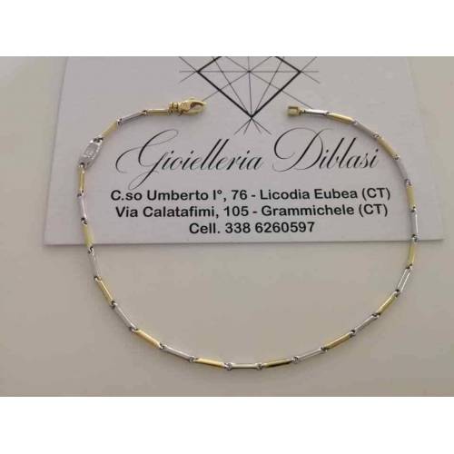 BRACCIALE In ORO Bicolore GIALLO e BIANCO Unisex Oro 18 KT 750% Made In Italy - 1