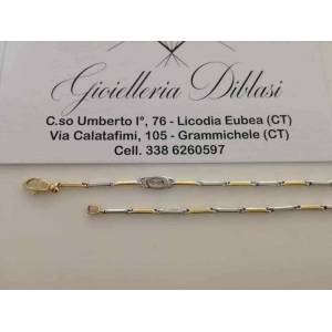 BRACCIALE In ORO Bicolore GIALLO e BIANCO Unisex Oro 18 KT 750% Made In Italy - 1 2