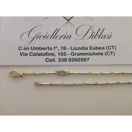 BRACCIALE In ORO Bicolore GIALLO e BIANCO Unisex Oro 18 KT 750% Made In Italy - 2