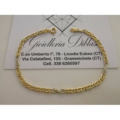 BRACCIALE In ORO Bicolore GIALLO e BIANCO Unisex Oro 18 KT 750% Made In Italy - 1