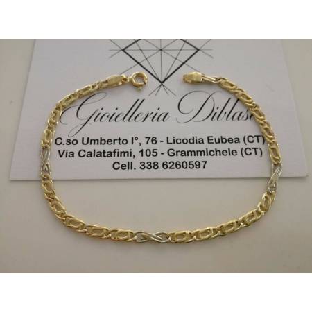 BRACCIALE In ORO Bicolore GIALLO e BIANCO Unisex Oro 18 KT 750% Made In Italy - 1