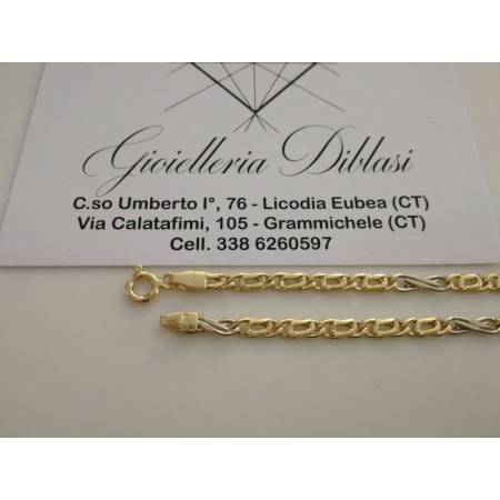 BRACCIALE In ORO Bicolore GIALLO e BIANCO Unisex Oro 18 KT 750% Made In Italy - 2