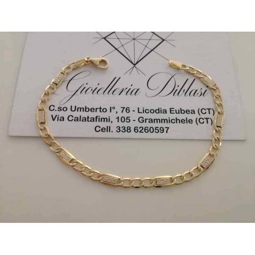 BRACCIALE In ORO Bicolore GIALLO e BIANCO Unisex Oro 18 KT 750% Made In Italy - 1