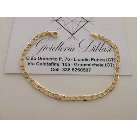 BRACCIALE In ORO Bicolore GIALLO e BIANCO Unisex Oro 18 KT 750% Made In Italy - 1