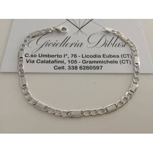 BRACCIALE In ORO BIANCO 18 KARATI Uomo Donna Unisex Oro 750%/1000 Maglia Catena - 1