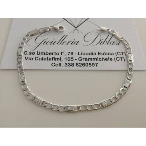 BRACCIALE In ORO BIANCO 18 KARATI Uomo Donna Unisex Oro 750%/1000 Maglia Catena - 1