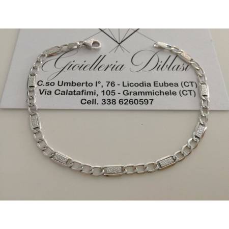 BRACCIALE In ORO BIANCO 18 KARATI Uomo Donna Unisex Oro 750%/1000 Maglia Catena - 1