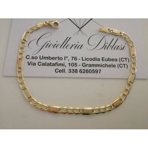 BRACCIALE In ORO GIALLO BIANCO e ROSSO Unisex Oro 18 KT 750% Made In Italy - 1