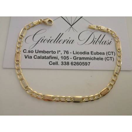 BRACCIALE In ORO GIALLO BIANCO e ROSSO Unisex Oro 18 KT 750% Made In Italy - 1