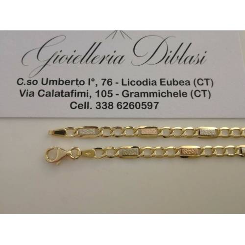 BRACCIALE In ORO GIALLO BIANCO e ROSSO Unisex Oro 18 KT 750% Made In Italy - 2