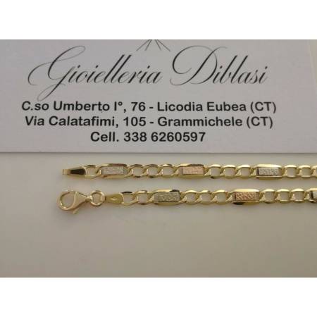 BRACCIALE In ORO GIALLO BIANCO e ROSSO Unisex Oro 18 KT 750% Made In Italy - 2