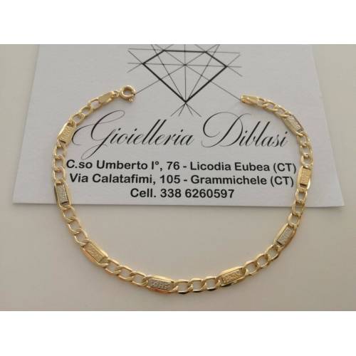 BRACCIALE In ORO Bicolore GIALLO BIANCO 18 Karati 750% Uomo Donna Maglia CATENA - 1