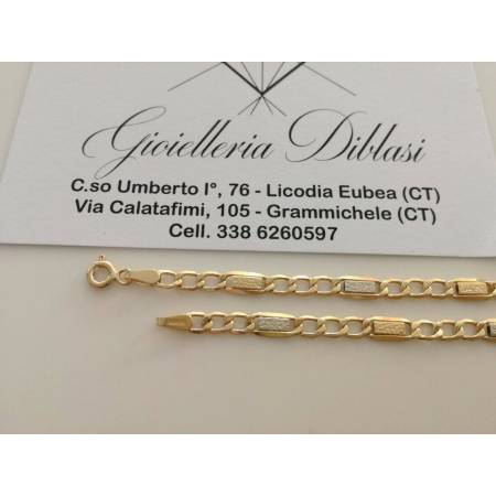 BRACCIALE In ORO Bicolore GIALLO BIANCO 18 Karati 750% Uomo Donna Maglia CATENA - 2