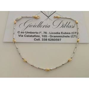 BRACCIALE In ORO Bicolore GIALLO e BIANCO Unisex Oro 18 KT 750% Made In Italy - 1