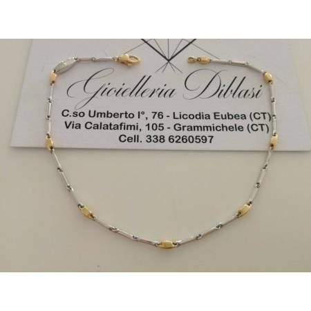 BRACCIALE In ORO Bicolore GIALLO e BIANCO Unisex Oro 18 KT 750% Made In Italy - 1