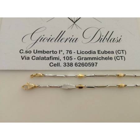 BRACCIALE In ORO Bicolore GIALLO e BIANCO Unisex Oro 18 KT 750% Made In Italy - 2
