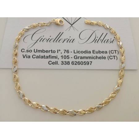 BRACCIALE In ORO Bicolore GIALLO e BIANCO Unisex Oro 18 KT 750% Made In Italy - 1
