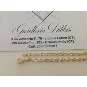 BRACCIALE In ORO Bicolore GIALLO e BIANCO Unisex Oro 18 KT 750% Made In Italy - 1 2