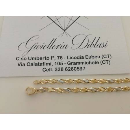 BRACCIALE In ORO Bicolore GIALLO e BIANCO Unisex Oro 18 KT 750% Made In Italy - 2