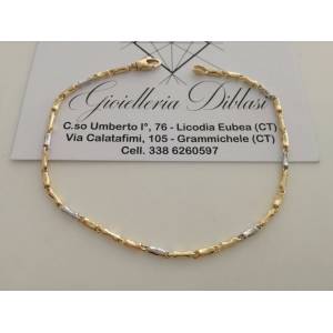 BRACCIALE In ORO Bicolore GIALLO e BIANCO Unisex Oro 18 KT 750% Made In Italy - 1