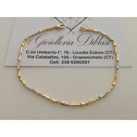 BRACCIALE In ORO Bicolore GIALLO e BIANCO Unisex Oro 18 KT 750% Made In Italy - 1
