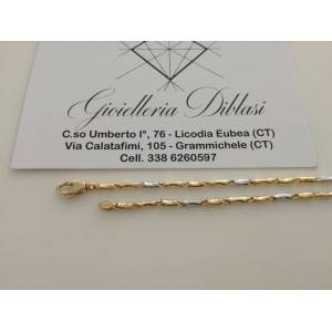 BRACCIALE In ORO Bicolore GIALLO e BIANCO Unisex Oro 18 KT 750% Made In Italy - 1 2