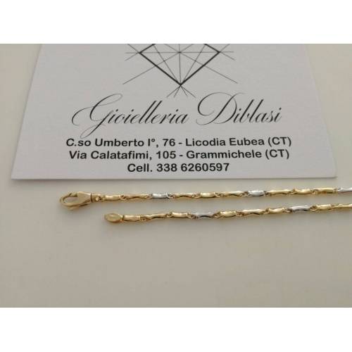 BRACCIALE In ORO Bicolore GIALLO e BIANCO Unisex Oro 18 KT 750% Made In Italy - 2