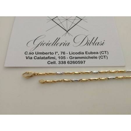 BRACCIALE In ORO Bicolore GIALLO e BIANCO Unisex Oro 18 KT 750% Made In Italy - 2