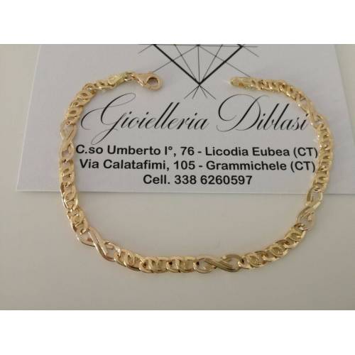 BRACCIALE In ORO Bicolore GIALLO e BIANCO Unisex Oro 18 KT 750% Made In Italy - 1