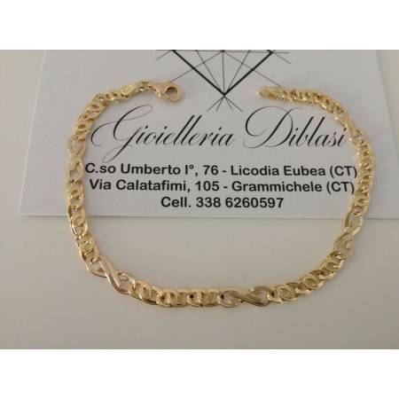 BRACCIALE In ORO Bicolore GIALLO e BIANCO Unisex Oro 18 KT 750% Made In Italy - 1