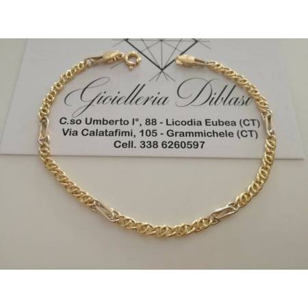 BRACCIALE Uomo Donna Unisex 18 Karati 750% In ORO GIALLO BIANCO Maglia Bicolore - 1