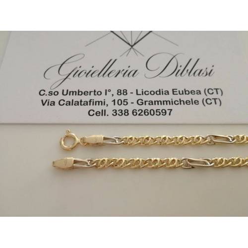 BRACCIALE Uomo Donna Unisex 18 Karati 750% In ORO GIALLO BIANCO Maglia Bicolore - 2