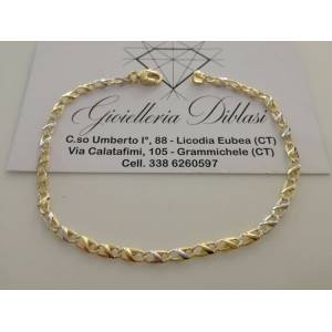 BRACCIALE In ORO 18 Karati 750% Uomo Donna Bicolore GIALLO BIANCO Maglia Catena - 1