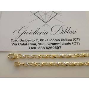 BRACCIALE In ORO 18 Karati 750% Uomo Donna Bicolore GIALLO BIANCO Maglia Catena - 1 2