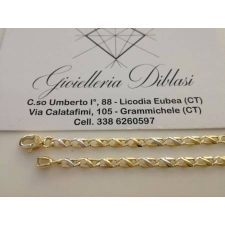 BRACCIALE In ORO 18 Karati 750% Uomo Donna Bicolore GIALLO BIANCO Maglia Catena - 2