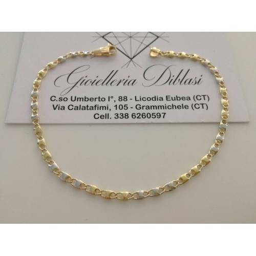 BRACCIALE In ORO 18 Karati 750% Uomo Donna Bicolore GIALLO BIANCO Maglia Catena - 1