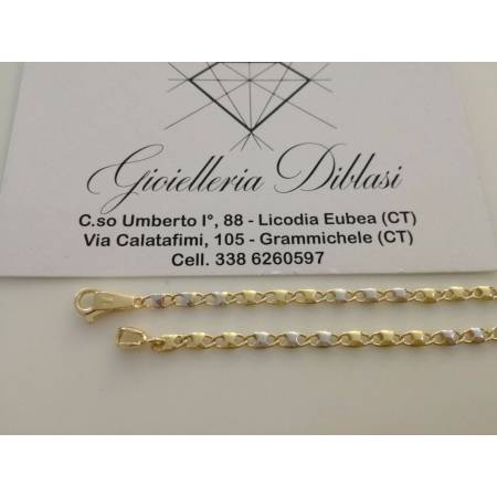 BRACCIALE In ORO 18 Karati 750% Uomo Donna Bicolore GIALLO BIANCO Maglia Catena - 2