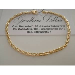 BRACCIALE ORO GIALLO 18 Karati 750% Uomo Donna Unisex Maglia Catena In Italia - 1