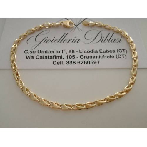 BRACCIALE ORO GIALLO 18 Karati 750% Uomo Donna Unisex Maglia Catena In Italia - 1