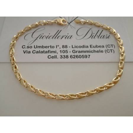 BRACCIALE ORO GIALLO 18 Karati 750% Uomo Donna Unisex Maglia Catena In Italia - 1